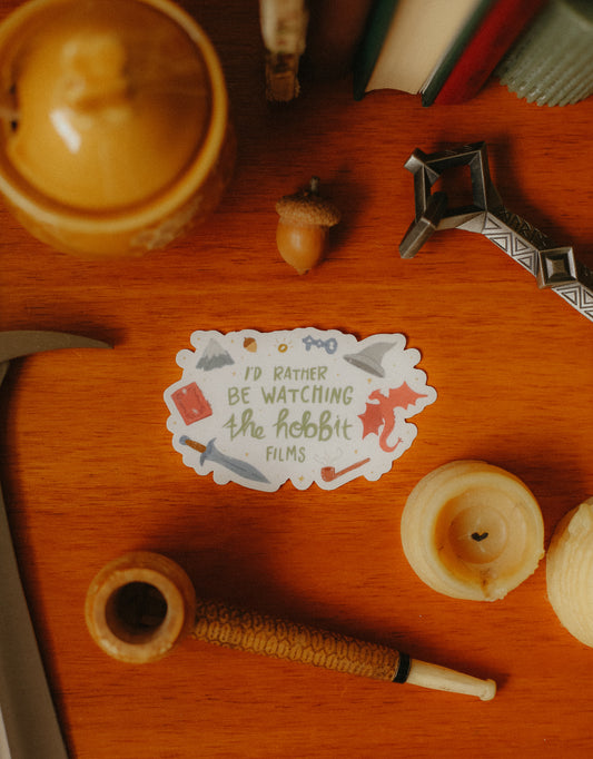 i'd rather be watching the hobbit films clear sticker