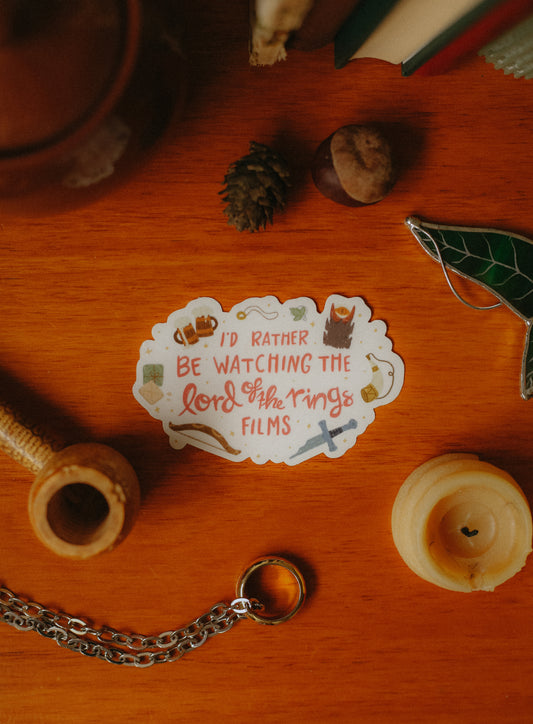 i'd rather be watching the lord of the rings films clear sticker