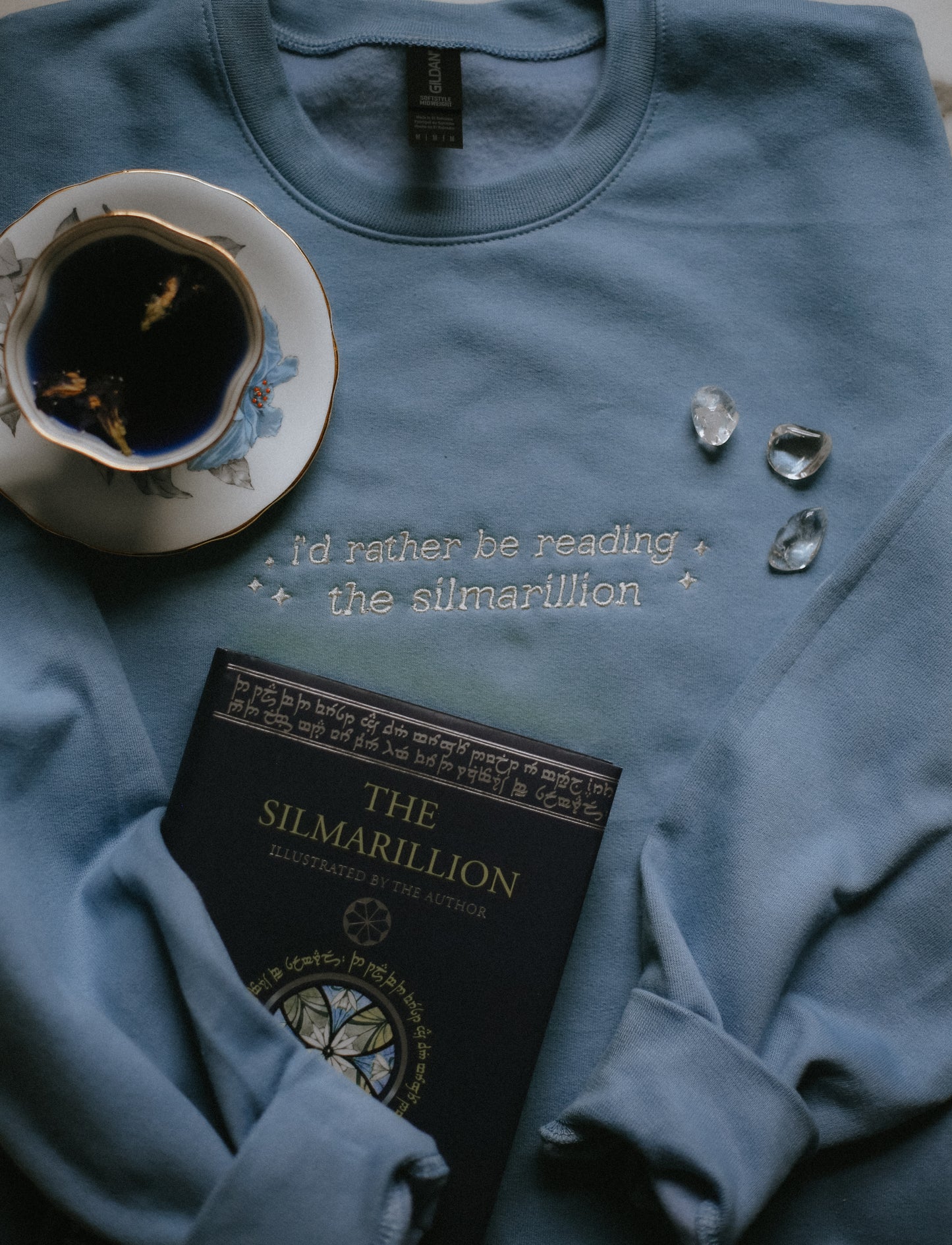 (ready to ship) the silmarillion embroidered sweatshirt - medium, blue