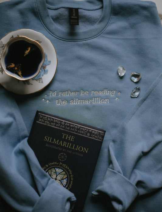 (ready to ship) the silmarillion embroidered sweatshirt - medium, blue