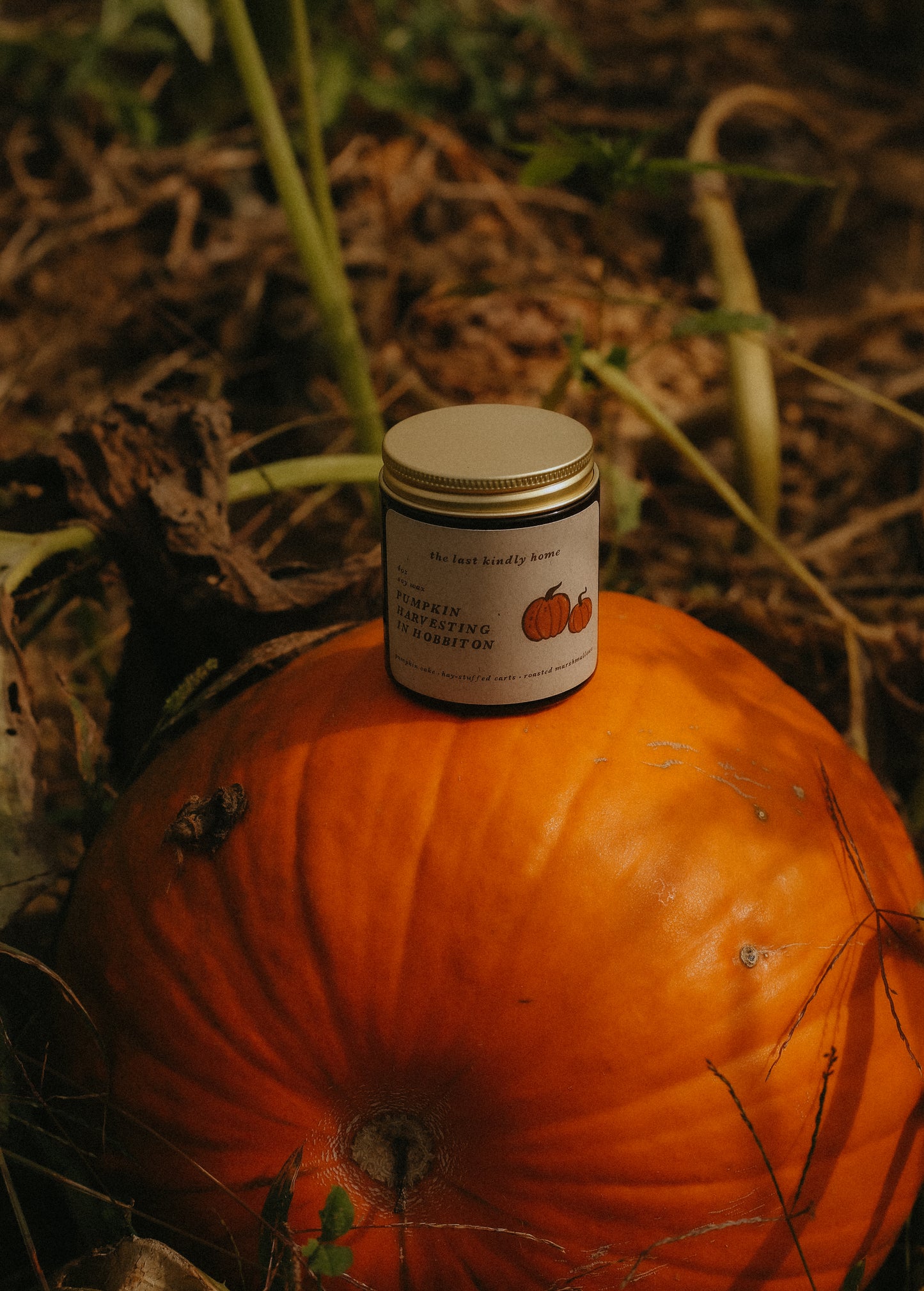 pumpkin harvesting in hobbiton candle