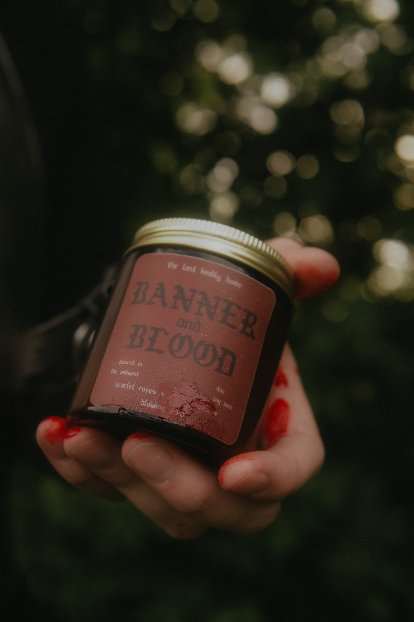 banner and blood candle