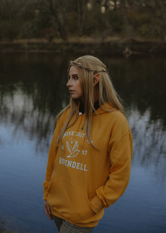 (PRE-ORDER) university of rivendell mascot hoodie in gold
