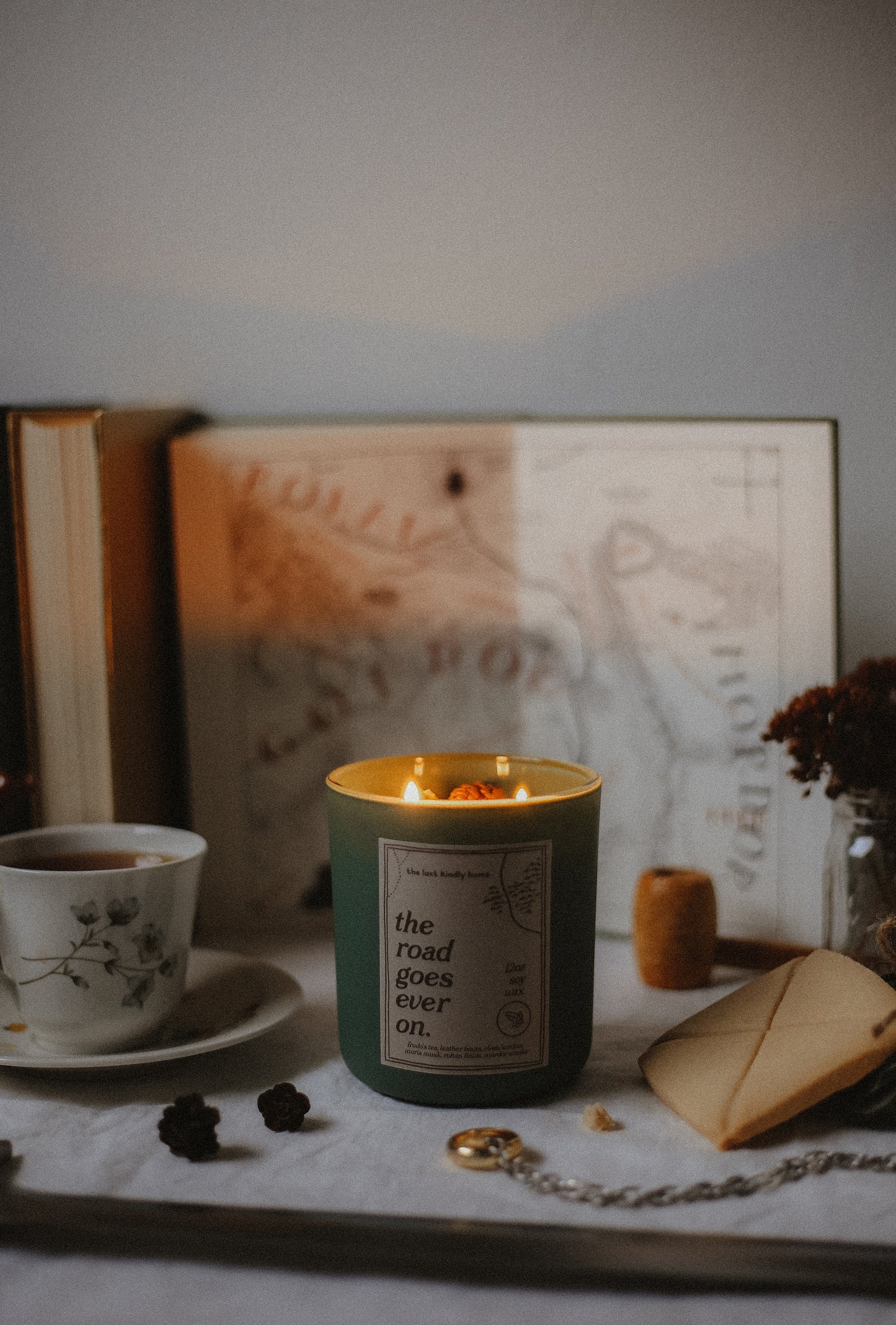 the road goes ever on candle