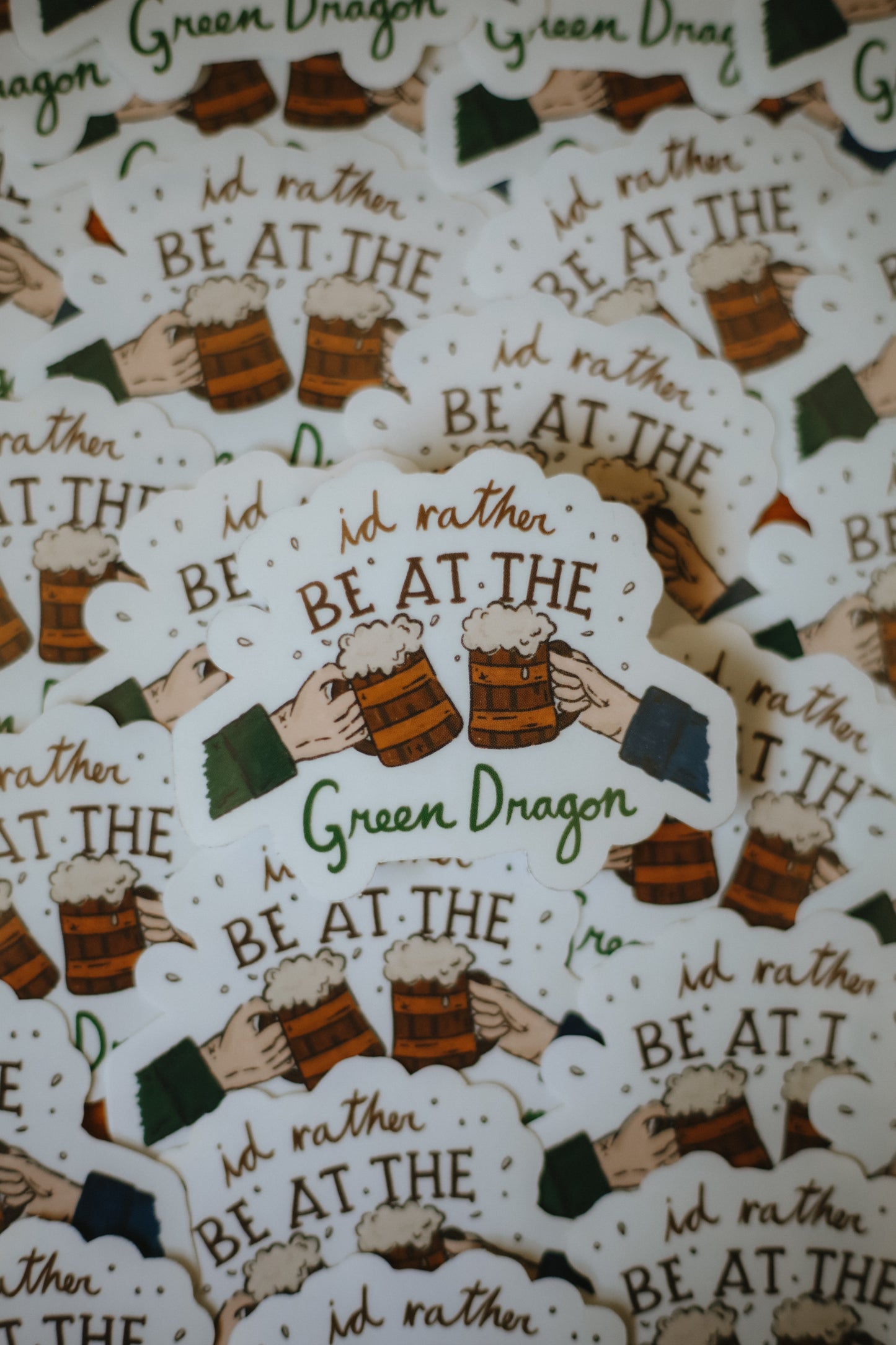 i'd rather be at the green dragon clear sticker
