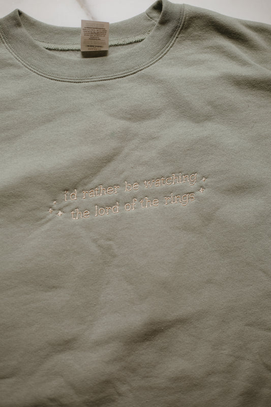 (flawed) lord of the rings embroidered sweatshirt - large, green