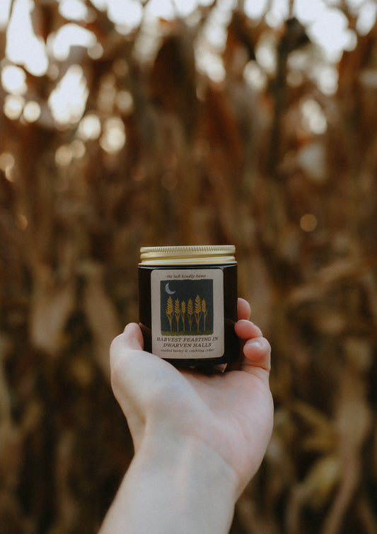 harvest feasting in dwarven halls candle