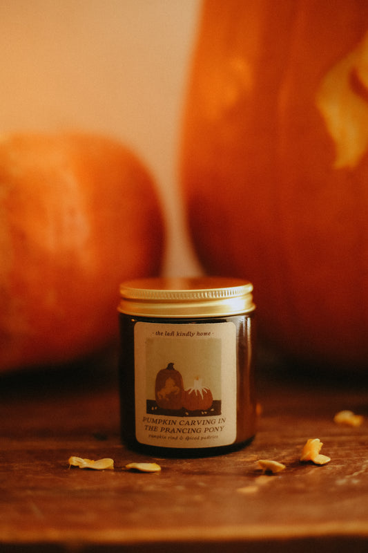 pumpkin carving in the prancing pony candle