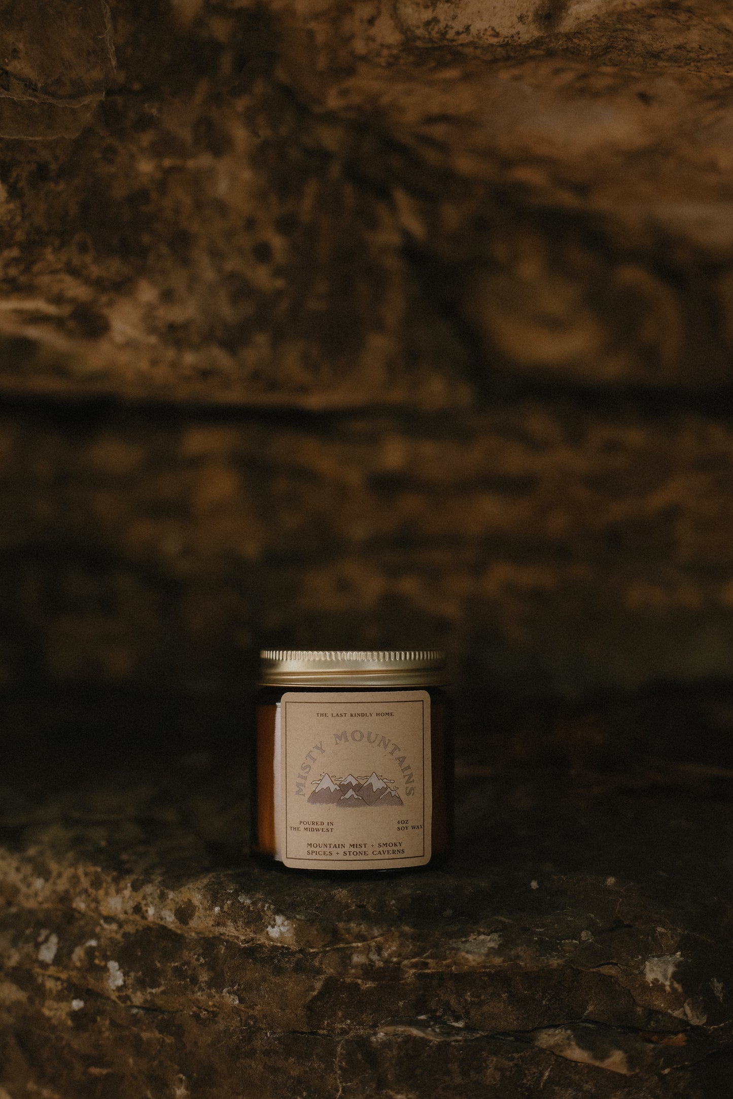 misty mountains candle