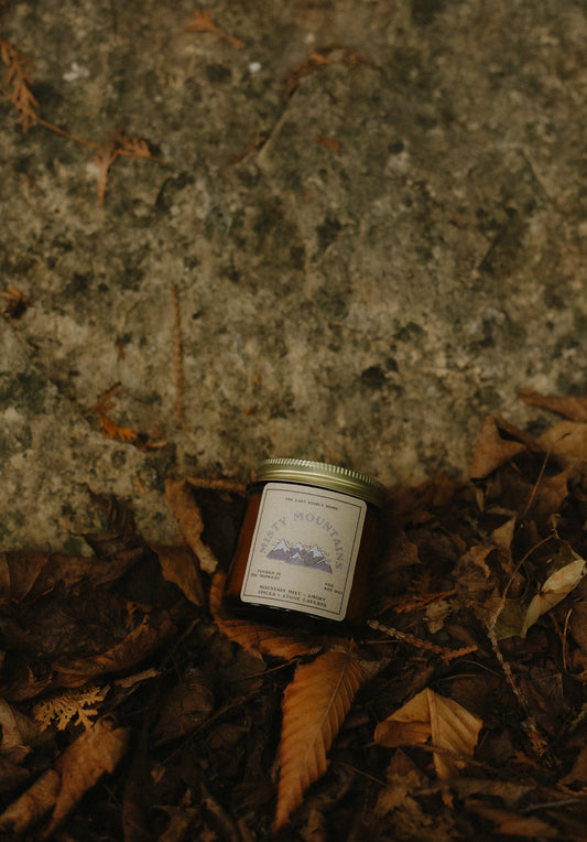 misty mountains candle