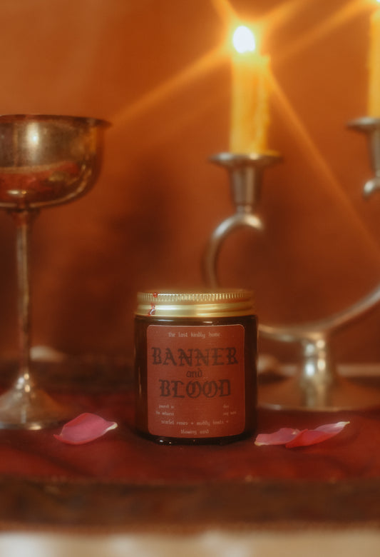 banner and blood candle