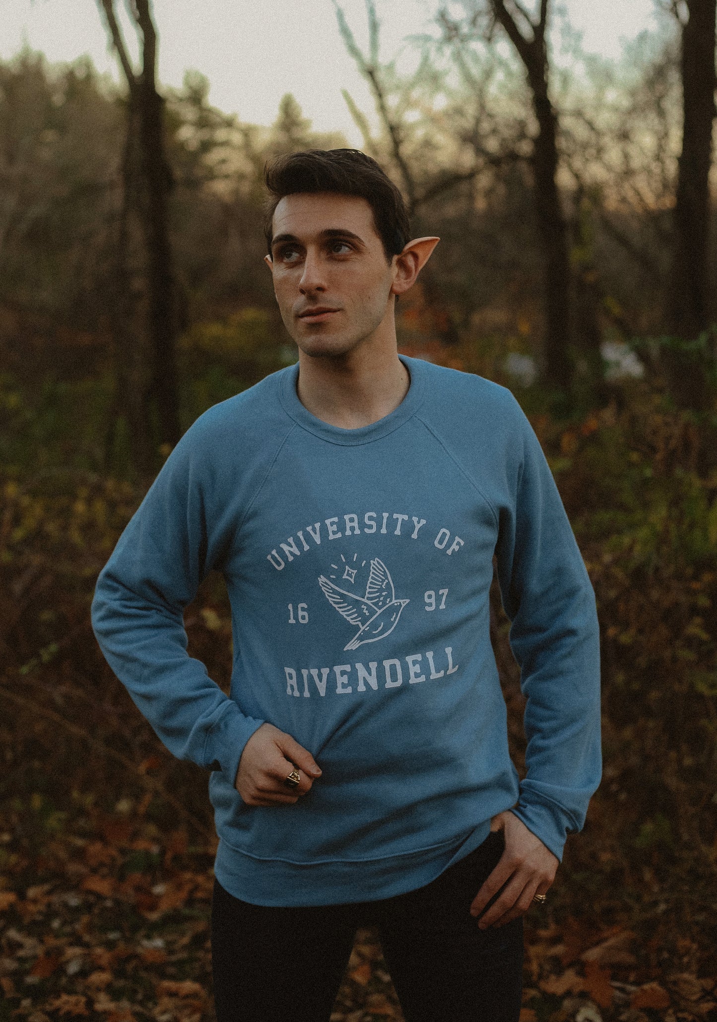 (PRE-ORDER) university of rivendell mascot sweatshirt/hoodie in waterfall blue