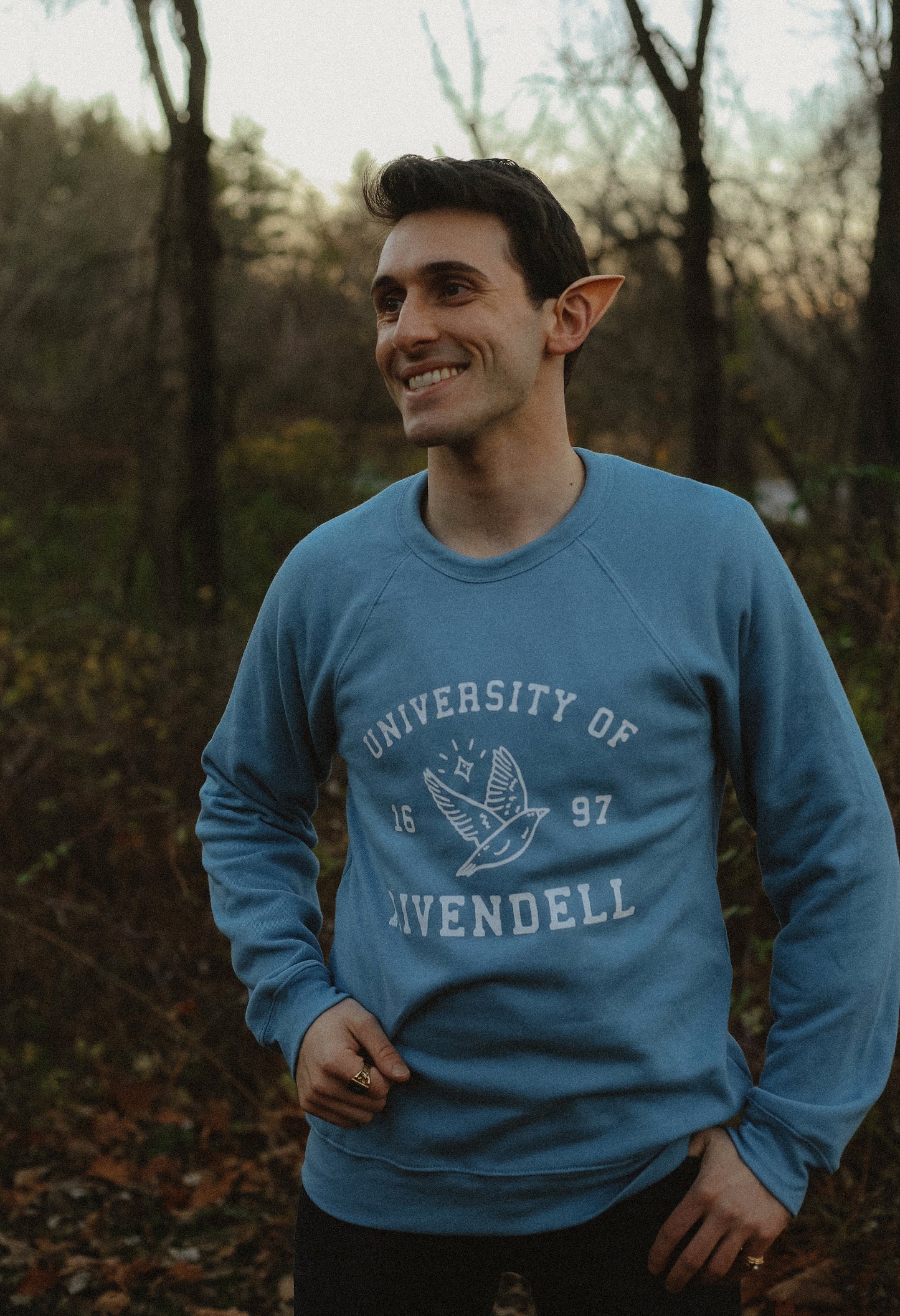 (PRE-ORDER) university of rivendell mascot sweatshirt/hoodie in waterfall blue